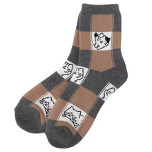 ふくふくにゃんこ ブロック柄パイルソックス