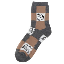 ふくふくにゃんこ ブロック柄パイルソックス