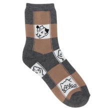 ふくふくにゃんこ ブロック柄パイルソックス