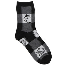 ふくふくにゃんこ ブロック柄パイルソックス