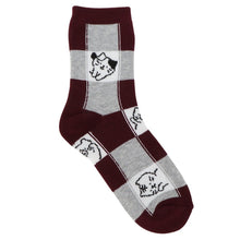 ふくふくにゃんこ ブロック柄パイルソックス