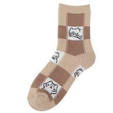 ふくふくにゃんこ ブロック柄パイルソックス