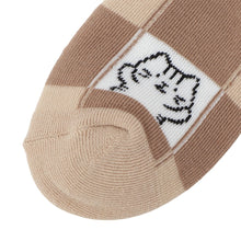 ふくふくにゃんこ ブロック柄パイルソックス