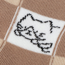 ふくふくにゃんこ ブロック柄パイルソックス