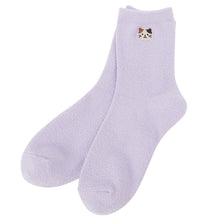 ふくふくにゃんこ 無地刺繍モールソックス