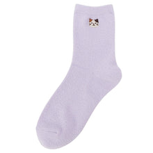 ふくふくにゃんこ 無地刺繍モールソックス