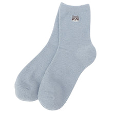 ふくふくにゃんこ 無地刺繍モールソックス