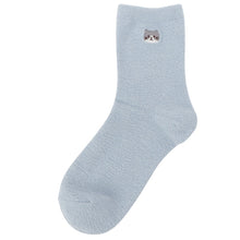 ふくふくにゃんこ 無地刺繍モールソックス