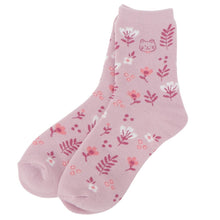 ふくふくにゃんこ フラワーパイルソックス