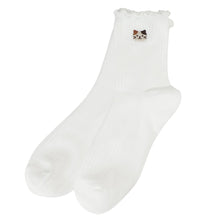 ふくふくにゃんこ メロウ刺繍クルーソックス