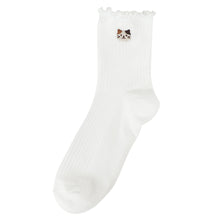 ふくふくにゃんこ メロウ刺繍クルーソックス