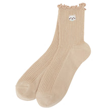 ふくふくにゃんこ メロウ刺繍クルーソックス