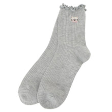 ふくふくにゃんこ メロウ刺繍クルーソックス