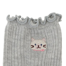 ふくふくにゃんこ メロウ刺繍クルーソックス