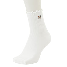 ふくふくにゃんこ メロウ刺繍クルーソックス