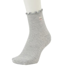 ふくふくにゃんこ メロウ刺繍クルーソックス