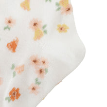 ふくふくにゃんこ 花柄刺繍クルーソックス