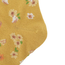 ふくふくにゃんこ 花柄刺繍クルーソックス