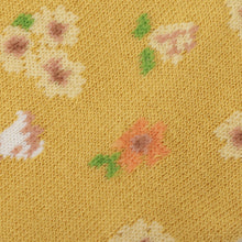 ふくふくにゃんこ 花柄刺繍クルーソックス