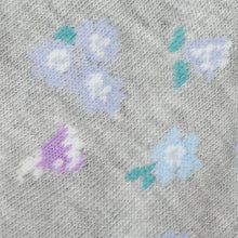 ふくふくにゃんこ 花柄刺繍クルーソックス