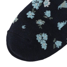 ふくふくにゃんこ 花柄刺繍クルーソックス