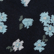 ふくふくにゃんこ 花柄刺繍クルーソックス