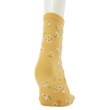 ふくふくにゃんこ 花柄刺繍クルーソックス