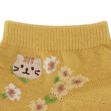 ふくふくにゃんこ 花柄刺繍ショートソックス