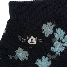ふくふくにゃんこ 花柄刺繍ショートソックス
