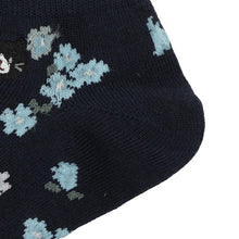 ふくふくにゃんこ 花柄刺繍ショートソックス