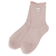 ふくふくにゃんこ 吸湿発熱メロウ刺繍クルーソックス