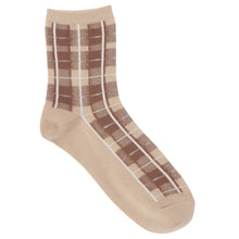 ふくふくにゃんこ チェック刺繍クルーソックス