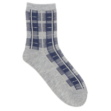 ふくふくにゃんこ チェック刺繍クルーソックス