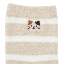 ふくふくにゃんこ ボーダー刺繍モールソックス