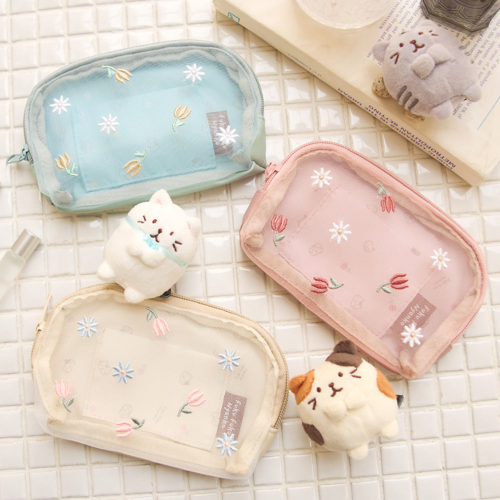 ふくふくにゃんこ フラワーメッシュポーチ– HAPiNS online shop