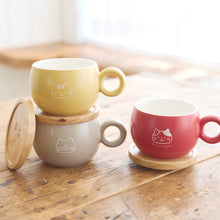 ふくふくにゃんこ 木製ふた付きマグカップ
