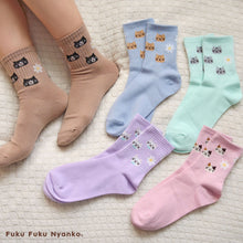 ふくふくにゃんこ リッチェル花柄クルーソックス