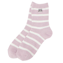 ふくふくにゃんこ ボーダー刺繍モールソックス