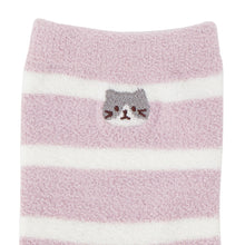 ふくふくにゃんこ ボーダー刺繍モールソックス