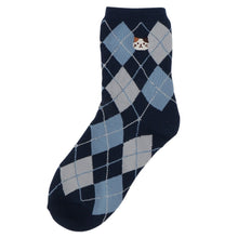 ふくふくにゃんこ アーガイル刺繍パイルソックス