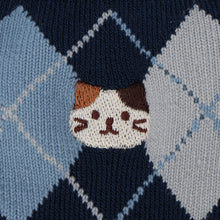 ふくふくにゃんこ アーガイル刺繍パイルソックス