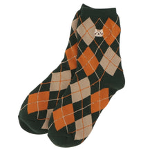 ふくふくにゃんこ アーガイル刺繍パイルソックス