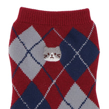 ふくふくにゃんこ アーガイル刺繍パイルソックス