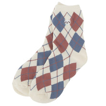 ふくふくにゃんこ アーガイル刺繍パイルソックス