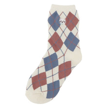 ふくふくにゃんこ アーガイル刺繍パイルソックス