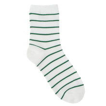 ふくふくにゃんこ 細ボーダー刺繍クルーソックス