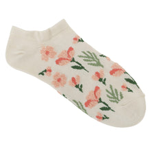 ふくふくにゃんこ  花柄刺繍ショートソックス