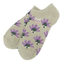 ふくふくにゃんこ  花柄刺繍ショートソックス