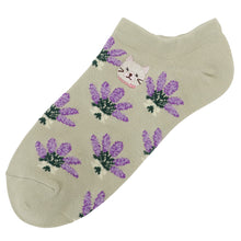 ふくふくにゃんこ  花柄刺繍ショートソックス