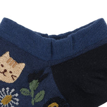 ふくふくにゃんこ  花柄刺繍ショートソックス